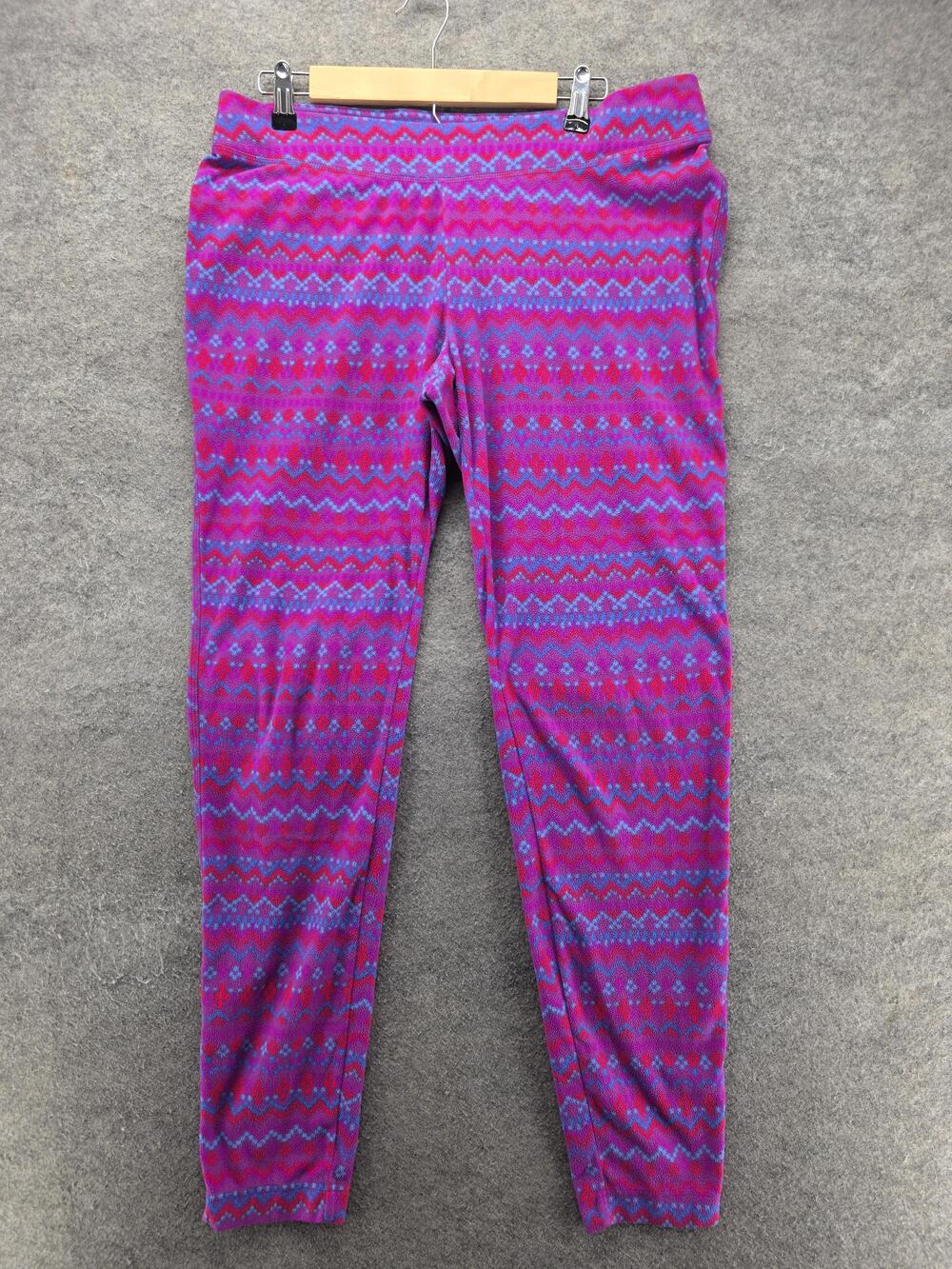 Columbia Leggings Womens XL Purple Ankle Fair Isle Fleece Waist 33 Inseam